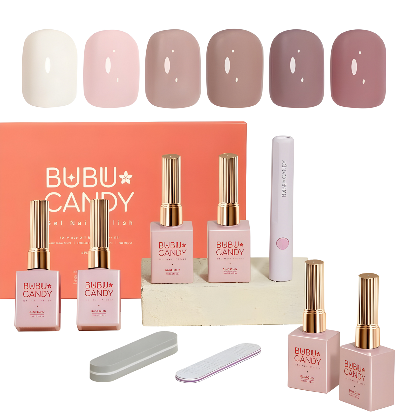 Juego de 6 esmaltes de uñas en gel minimalistas BUBU CANDY