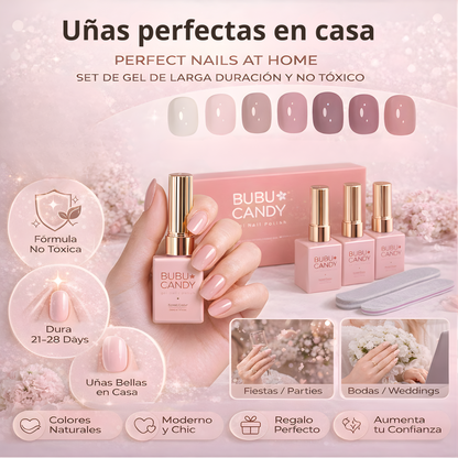 Juego de 6 esmaltes de uñas en gel minimalistas BUBU CANDY