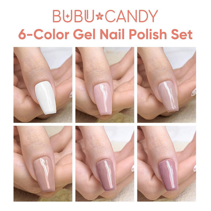 15Ml 6Color Gel Nail Polish Kit Gift LED Lights Nail File Daily Nude Color Series Set,Hema Free, Salon Manicure and Nail Art DIY at Home Solid Color DIY at Home for Women